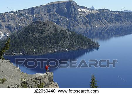Crater Lake National Park, OR, Oregon, Cascade Range, Volcanic Legacy Scenic Byway, Rim Drive, Wizard Island View Large Photo Image Stock Image - Crater Lake National Park, OR, Oregon, Cascade Range, Volcanic Legacy Scenic Byway, Rim Drive, Wizard Island. Fotosearch
