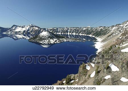 Crater Lake National Park, OR, Oregon, Cascade Range, Volcanic Legacy Scenic Byway, Rim Drive View Large Photo Image Stock Photo - Crater Lake National Park, OR, Oregon, Cascade Range, Volcanic Legacy Scenic Byway, Rim Drive. Fotosearch