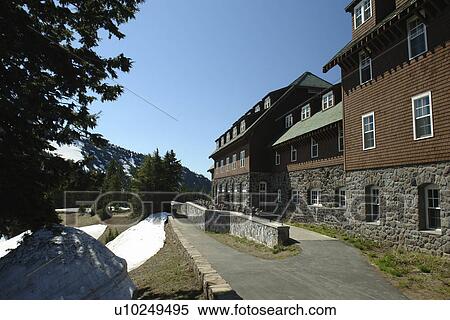 Stock Photography -  Crater Lake National Park, OR, Oregon, Crater Lake Lodge, Cascade Range. Fotosearch
