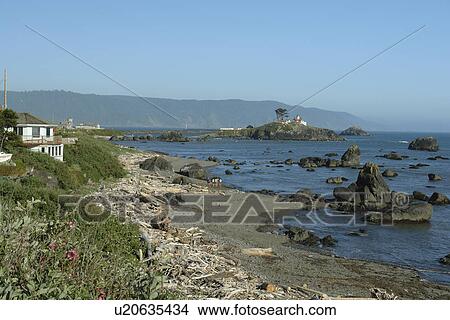 Crescent City, CA, California, Pacific Ocean, Battery Point Lighthouse ca 1856, Battery Point Island View Large Photo Image Picture - Crescent City, CA, California, Pacific Ocean, Battery Point Lighthouse ca 1856, Battery Point Island. Fotosearch