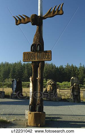 Crescent City, CA, California, Pacific Ocean, wooden moose sculpture, outdoors, Art Gallery, statues View Large Photo Image Stock Image - Crescent City, CA, California, Pacific Ocean, wooden moose sculpture, outdoors, Art Gallery, statues. Fotosearch