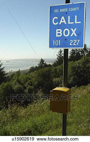 Del Norte County, CA, California, Pacific Ocean, Rt. 101, road sign, Call Box View Large Photo Image Stock Photo - Del Norte County, CA, California, Pacific Ocean, Rt. 101, road sign, Call Box. Fotosearch