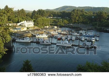 Stock Image -  Depoe Bay, OR, Oregon, Pacific Ocean, Pacific Coast Scenic Byway, Rt Route, Highway 101, marina. Fotosearch