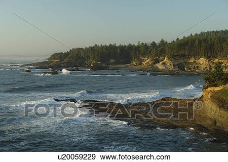 Stock Photo -  Depoe Bay, OR, Oregon, Pacific Ocean, Pacific Coast Scenic Byway, Rt Route, Highway 101, Boiler Bay State Scenic Viewpoint. Fotosearch
