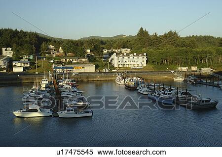 Stock Photography -  Depoe Bay, OR, Oregon, Pacific Ocean, Pacific Coast Scenic Byway, Rt Route, Highway 101, marina. Fotosearch