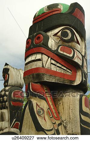 Stock Photo -  Duncan, British Columbia, Canada, Vancouver Island, Totem poles. Fotosearch