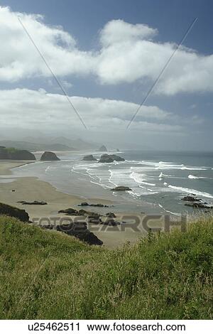 Stock Image -  Ecola State Park, OR, Oregon, Pacific Ocean, Pacific Coast Scenic Byway, Rt Route, Highway 101, Cannon Beach, Ecola Point, overlook. Fotosearch