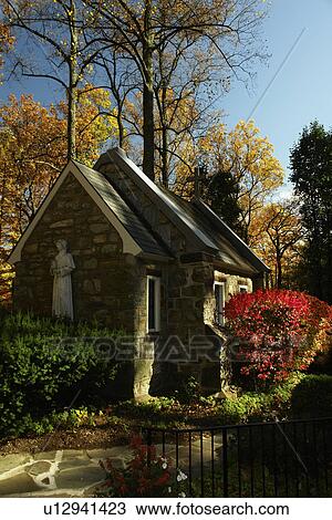 Stock Image -  Emmitsburg, MD, Maryland, Mount St. Mary's University, National Shrine Grotto of Lourdes. Fotosearch