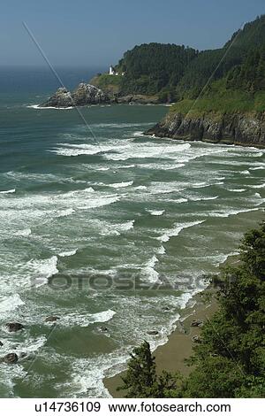 Florence, OR, Oregon, Pacific Ocean, Pacific Coast Scenic Byway, Rt Route, Highway 101, Heceta Head Light State Scenic Viewpoint, Devil's Elbow Beach View Large Photo Image Stock Photo - Florence, OR, Oregon, Pacific Ocean, Pacific Coast Scenic Byway, Rt Route, Highway 101, Heceta Head Light State Scenic Viewpoint, Devil's Elbow Beach. Fotosearch