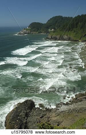 Florence, OR, Oregon, Pacific Ocean, Pacific Coast Scenic Byway, Rt Route, Highway 101, Heceta Head Light State Scenic Viewpoint, Devil's Elbow Beach View Large Photo Image Stock Photo - Florence, OR, Oregon, Pacific Ocean, Pacific Coast Scenic Byway, Rt Route, Highway 101, Heceta Head Light State Scenic Viewpoint, Devil's Elbow Beach. Fotosearch