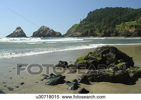Florence, OR, Oregon, Pacific Ocean, Pacific Coast Scenic Byway, Rt Route, Highway 101, Heceta Head Light State Scenic Viewpoint, Devil's Elbow Beach View Large Photo Image Stock Photography - Florence, OR, Oregon, Pacific Ocean, Pacific Coast Scenic Byway, Rt Route, Highway 101, Heceta Head Light State Scenic Viewpoint, Devil's Elbow Beach. Fotosearch