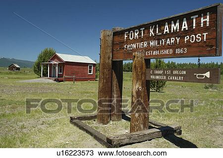 Fort Klamath, OR, Oregon, Fort Klamath Historical Frontier Post and Museum, Fort Klamath Military Post, wooden entrance sign View Large Photo Image Stock Image - Fort Klamath, OR, Oregon, Fort Klamath Historical Frontier Post and Museum, Fort Klamath Military Post, wooden entrance sign. Fotosearch