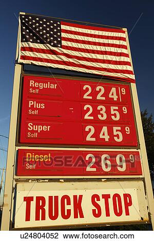 Stock Image -  Gap, PA, Pennsylvania, Pennsylvania Dutch Country, Truck Stop, gas station, sign. Fotosearch