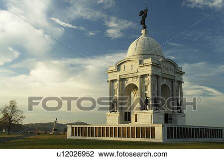 Stock Image -  Gettysburg, PA, Pennsylvania, Gettysburg National Military Park, Pennsylvania Memorial, Cemetery Ridge. Fotosearch