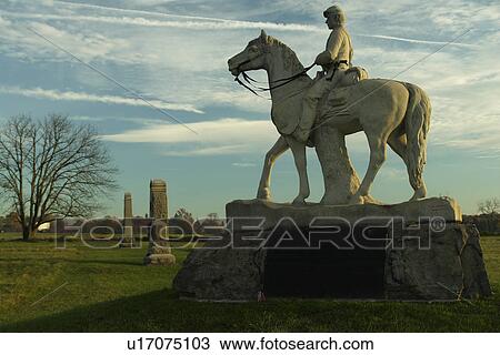 Stock Image -  Gettysburg, PA, Pennsylvania, Gettysburg National Military Park, equestrian monument, cavalry. Fotosearch