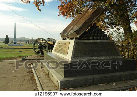 Stock Photo -  Gettysburg, PA, Pennsylvania, Gettysburg National Military Park, Open Book Monument, High Water Mark. Fotosearch