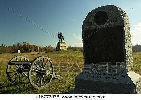 Stock Photo -  Gettysburg, PA, Pennsylvania, Gettysburg National Military Park, High Water Mark, monuments, cannons. Fotosearch