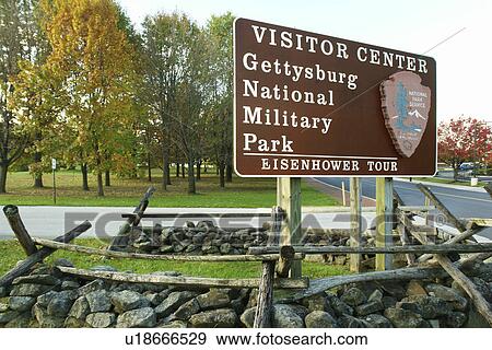 Gettysburg, PA, Pennsylvania, Gettysburg National Military Park, Visitor Center sign, entrance View Large Photo Image Stock Photo - Gettysburg, PA, Pennsylvania, Gettysburg National Military Park, Visitor Center sign, entrance . Fotosearch