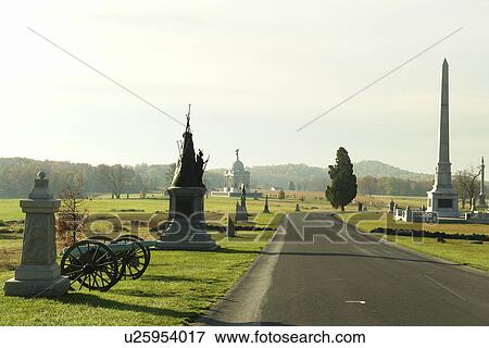 Stock Photo -  Gettysburg, PA, Pennsylvania, Gettysburg National Military Park, High Water Mark, Auto Tour Loop Road. Fotosearch