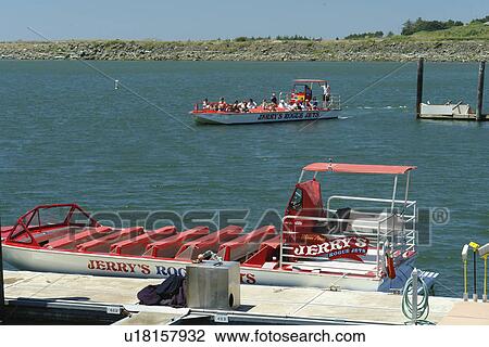 Stock Image -  Gold Beach, OR, Oregon, Pacific Ocean, Pacific Coast Scenic Byway, Rt Route, Highway 101, Jerry's Rogue River Jet Boats. Fotosearch