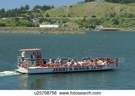 Stock Photograph -  Gold Beach, OR, Oregon, Pacific Ocean, Pacific Coast Scenic Byway, Rt Route, Highway 101, Jerry's Rogue River Jet Boats. Fotosearch