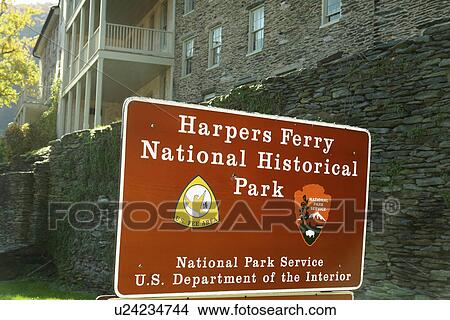 Harpers Ferry, WV, West Virginia, Historic Downtown, Harpers Ferry National Historical Park, entrance sign View Large Photo Image Picture - Harpers Ferry, WV, West Virginia, Historic Downtown, Harpers Ferry National Historical Park, entrance sign. Fotosearch