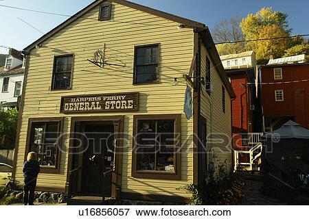Stock Photo -  Harpers Ferry, WV, West Virginia, Historic Downtown, Harpers Ferry General Store. Fotosearch