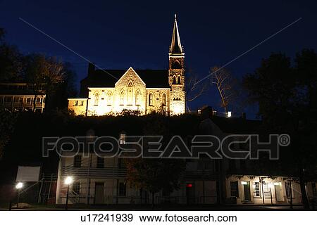 Harpers Ferry, WV, West Virginia, Historic Downtown, St Peter's Roman Catholic Church, evening  View Large Photo Image Stock Photo -  Harpers Ferry, WV, West Virginia, Historic Downtown, St Peter's Roman Catholic Church, evening . Fotosearch