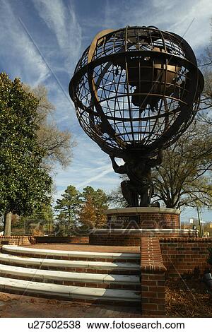 Stock Photo -  High Point, NC, North Carolina, High Point University, Atlas World Sculpture. Fotosearch