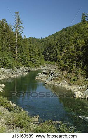 Stock Photo -  Hiouchi, CA, California, Smith River National Recreation Area, Six Rivers National Forest Scenic Byway, South Fork Smith River. Fotosearch