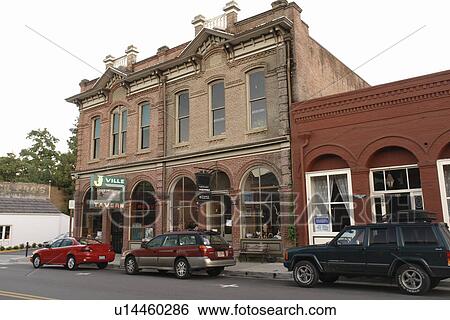 Stock Photograph -  Historic Jacksonville, OR, Oregon, Gold Mining Town, downtown, J'ville Tavern. Fotosearch