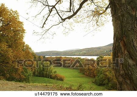 Stock Photography -  Hyde Park/Poughkeepsie, NY, New York, Vanderbilt Mansion National Historic Site, Hudson River, overlook. Fotosearch