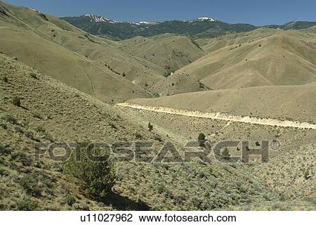 Stock Image -  ID, Idaho, near Silver City, Ghost Town, dry, barren, desert. Fotosearch