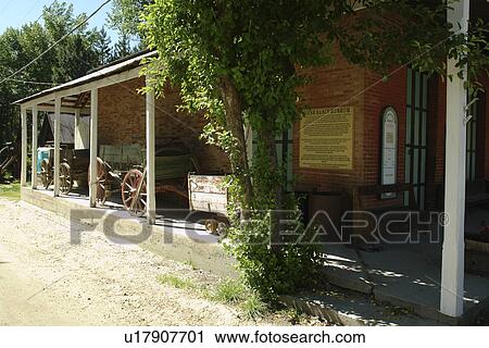 Stock Image -  Idaho City, ID, Idaho, Ponderosa Pine Scenic Byway, Gold Mining Town, Boise Basin Museum. Fotosearch