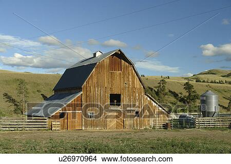 Picture -  Kamloops, British Columbia, Canada, Route 5A, Nicola River Valley, barn. Fotosearch