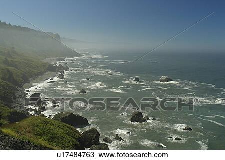 Stock Image -  Klamath, CA, California, Pacific Ocean, Redwood National and State Parks, High Bluff Overlook. Fotosearch
