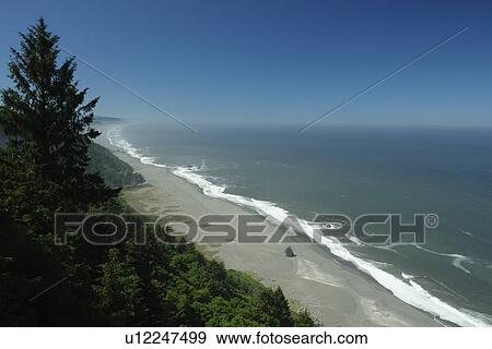 Stock Photo -  Klamath, CA, California, Pacific Ocean, Redwood National and State Parks, High Bluff Overlook. Fotosearch