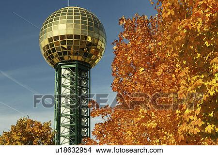 Knoxville, TN, Tennessee, 1982 World's Fair Sunsphere, autumn View Large Photo Image Picture - Knoxville, TN, Tennessee, 1982 World's Fair Sunsphere, autumn. Fotosearch