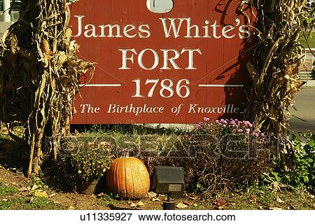 Knoxville, TN, Tennessee, Downtown, James White's Fort, autumn, entrance sign View Large Photo Image Stock Photo - Knoxville, TN, Tennessee, Downtown, James White's Fort, autumn, entrance sign. Fotosearch