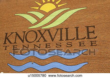 Stock Image -  Knoxville, TN, Tennessee, Welcome sign, wall mural. Fotosearch