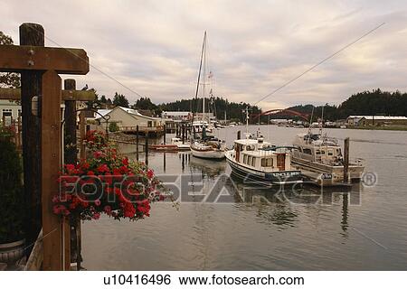Stock Photograph -  La Conner, WA, Washington, Puget Sound, San Juan Islands, Fishing Port, Marina, Waterfront. Fotosearch