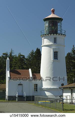 Stock Image -  Lakeside, OR, Oregon, Pacific Ocean, Pacific Coast Scenic Byway, Rt Route, Highway 101, Oregon Dunes National Recreation Area, Umpqua Lighthouse State Park, lighthouse. Fotosearch