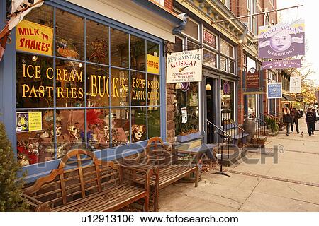 Stock Photograph -  Lambertville, NJ, New Jersey, Historic Downtown. Fotosearch