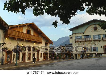 Leavenworth, WA, Washington, Bavarian Alpine Village View Large Photo Image Picture - Leavenworth, WA, Washington, Bavarian Alpine Village. Fotosearch