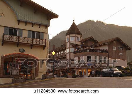 Leavenworth, WA, Washington, Bavarian Alpine Village View Large Photo Image Stock Image - Leavenworth, WA, Washington, Bavarian Alpine Village. Fotosearch