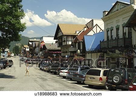 Leavenworth, WA, Washington, Bavarian Alpine Village View Large Photo Image Stock Image - Leavenworth, WA, Washington, Bavarian Alpine Village. Fotosearch
