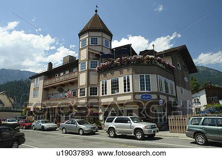 Leavenworth, WA, Washington, Bavarian Alpine Village View Large Photo Image Stock Image - Leavenworth, WA, Washington, Bavarian Alpine Village. Fotosearch