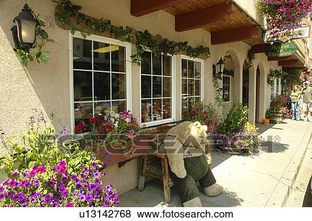 Stock Photo -  Leavenworth, WA, Washington, Bavarian Alpine Village, Chocolate Factory. Fotosearch
