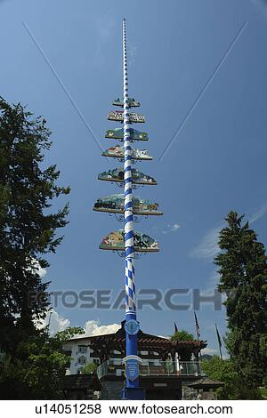 Stock Photo -  Leavenworth, WA, Washington, Bavarian Alpine Village, maypole. Fotosearch