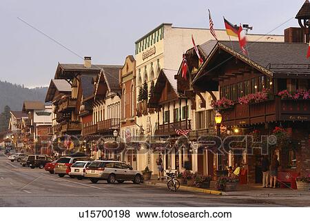 Stock Photo -  Leavenworth, WA, Washington, Bavarian Alpine Village. Fotosearch
